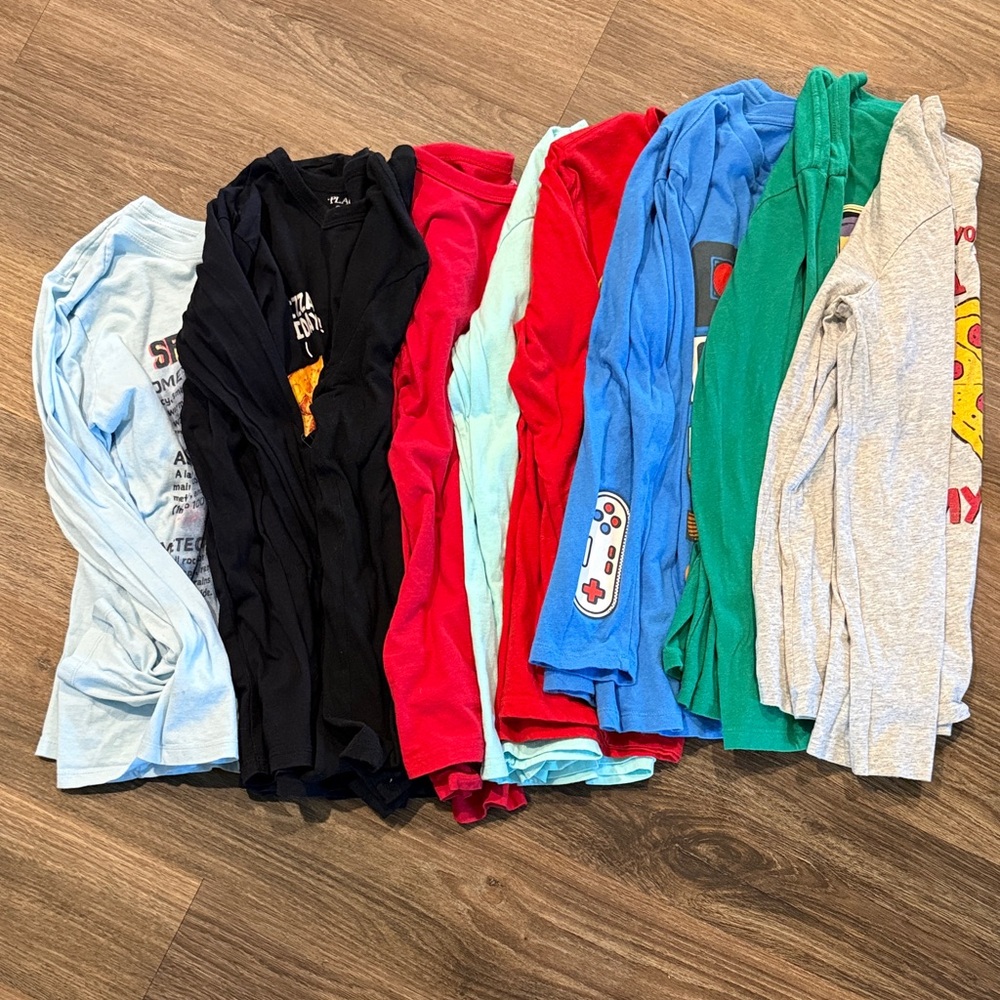 Boys Long Sleeve Graphic Top lot. 9 shirts sizes 14